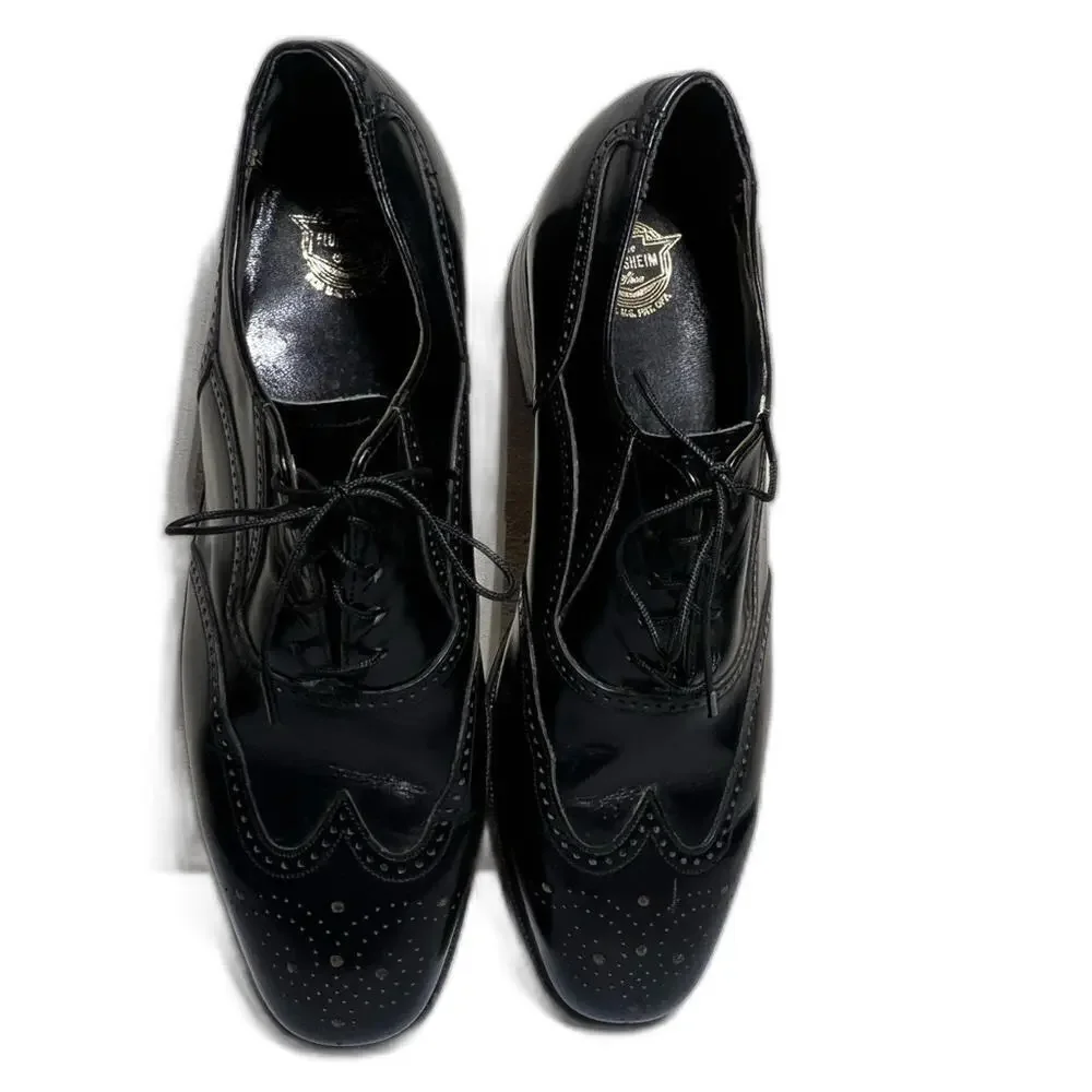 Florsheim Black Leather Wingtip Lace Up Dress Oxfords Shoes Royal Men's 8.5